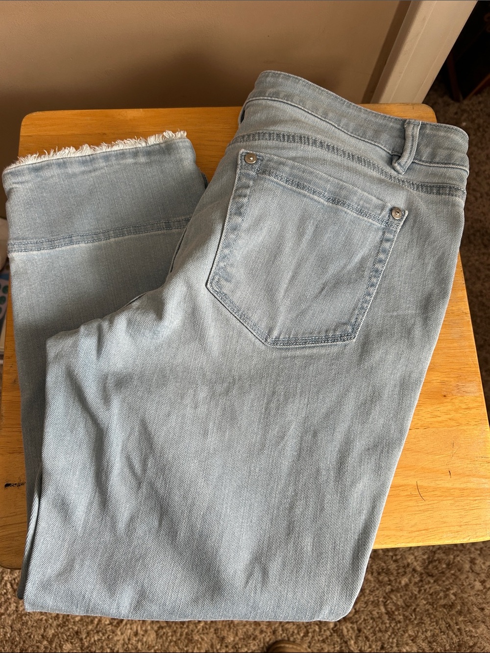 J. Jill Light Blue Cropped Frayed-Hem Jeans PETiTe 8